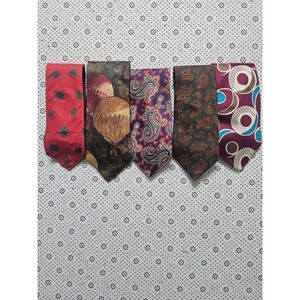Lot of 5 Men's Silk Ties Paisley Hot‎ Air Balloon Geometric Patterns
